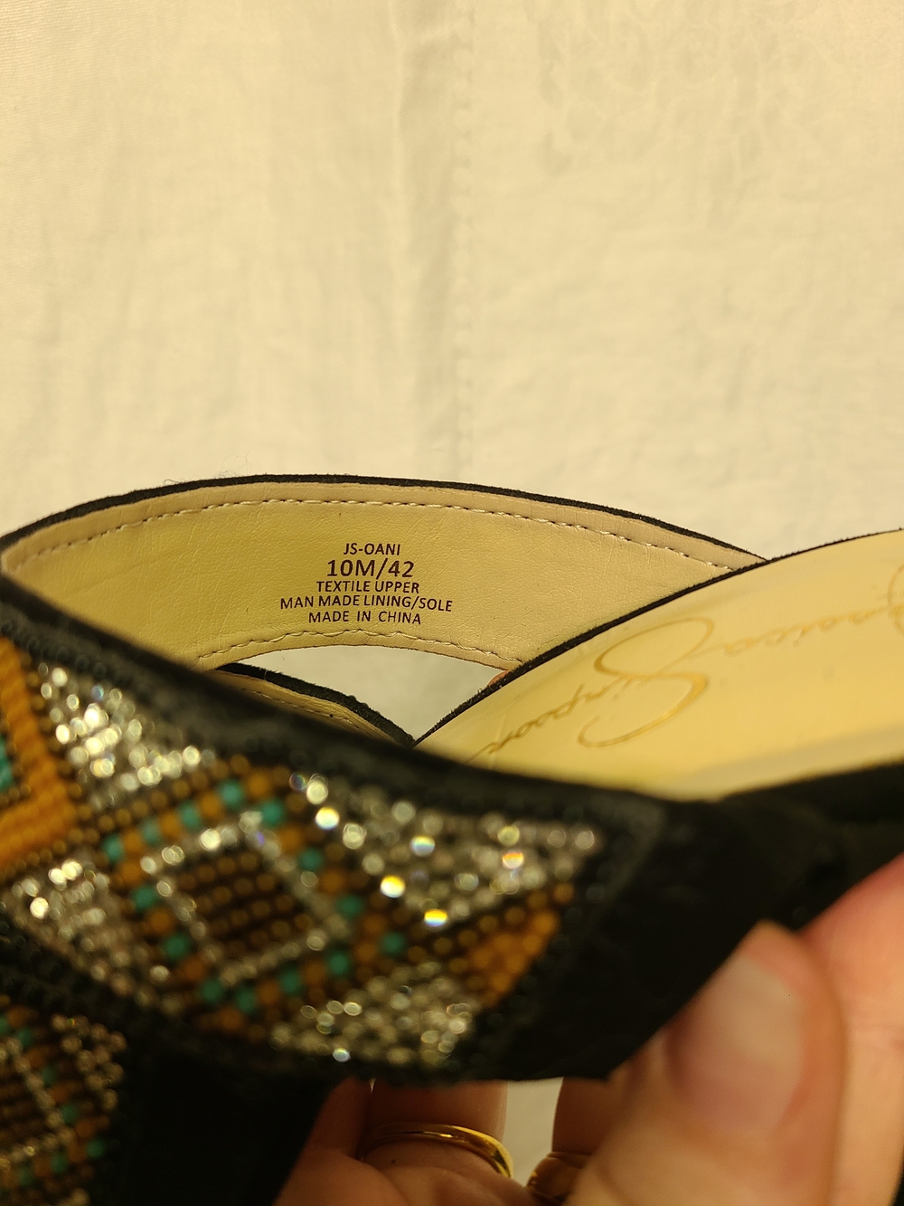 Jessica Simpson Oani Black Multi-Beaded Strappy Heeled Sandals - Picture 5 of 7